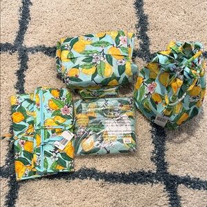 Lemon Print Travel Bag Set